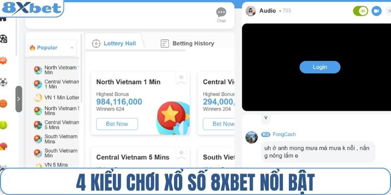 4 loại hình xổ số 8XBET nổi bật