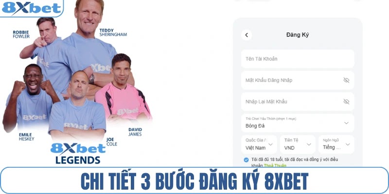 Chi tiết 3 bước đăng ký 8XBET